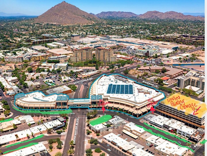 Aerial view of the Old Town Galleria, 4343 N Scottsdale Rd
